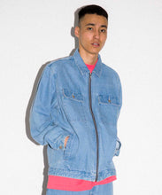Load image into Gallery viewer, EMBROIDERY ZIPPED DENIM JACKET